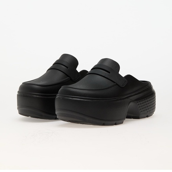 Crocs Stomp Black Loafer M6 W8 - Picture 2 of 6